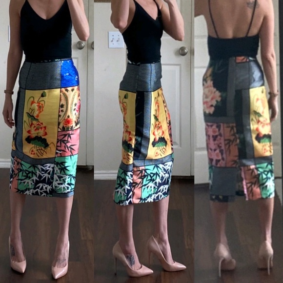 ASOS Dresses & Skirts - Multicolor rainbow patchwork midi pencil skirt